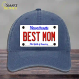 Best Mom Massachusetts Novelty License Plate Hat Unconstructed Cotton / Navy