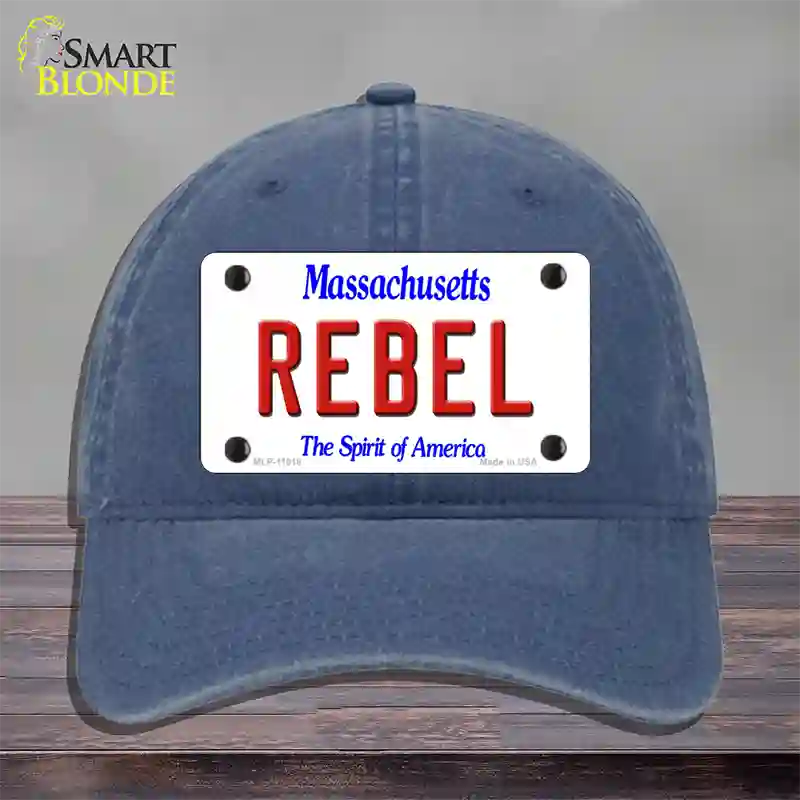 Rebel Massachusetts Novelty License Plate Hat Unconstructed Cotton / Navy