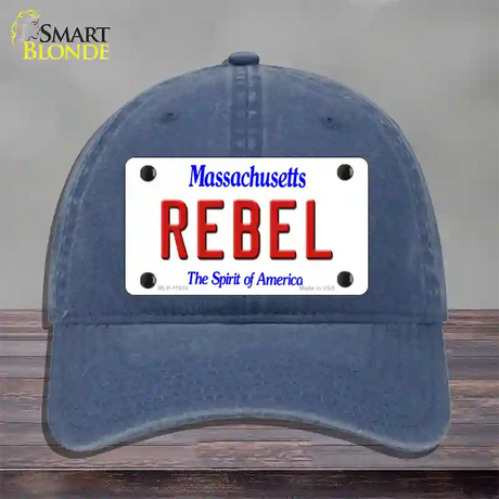 Rebel Massachusetts Novelty License Plate Hat Unconstructed Cotton / Navy