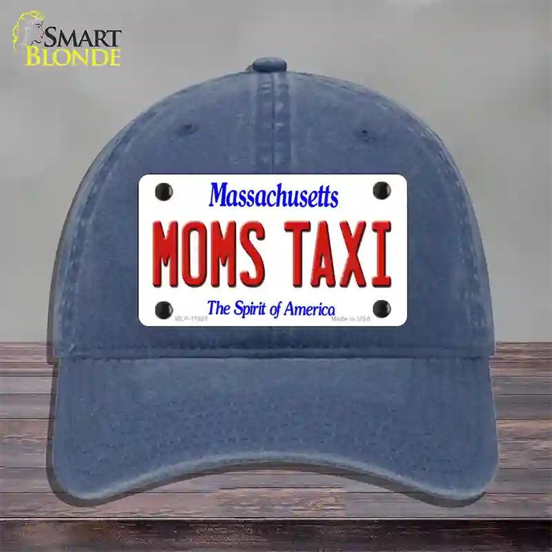 Moms Taxi Massachusetts Novelty License Plate Hat Unconstructed Cotton / Navy