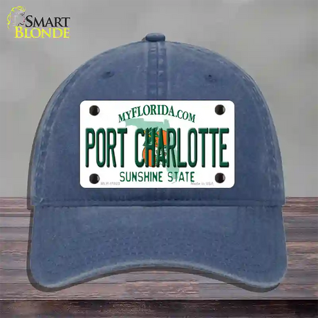 Port Charlotte Florida Novelty License Plate Hat Unconstructed Cotton / Navy