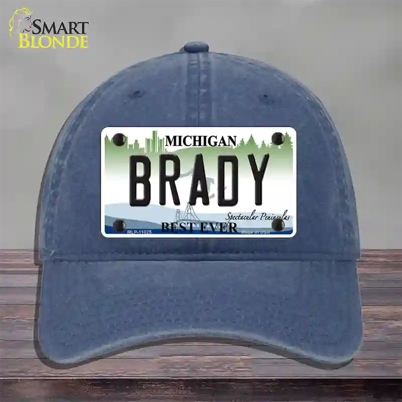 Brady Michigan Novelty License Plate Hat Unconstructed Cotton / Navy