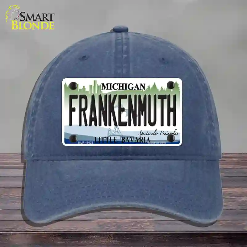 Frankenmuth Michigan Novelty License Plate Hat Unconstructed Cotton / Navy