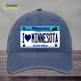 I Love Minnesota Novelty License Plate Hat Unconstructed Cotton / Navy