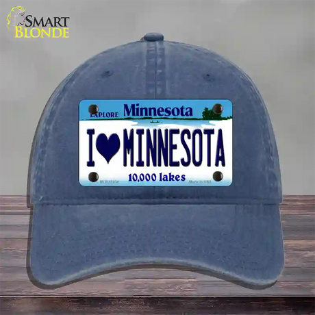 I Love Minnesota Novelty License Plate Hat Unconstructed Cotton / Navy