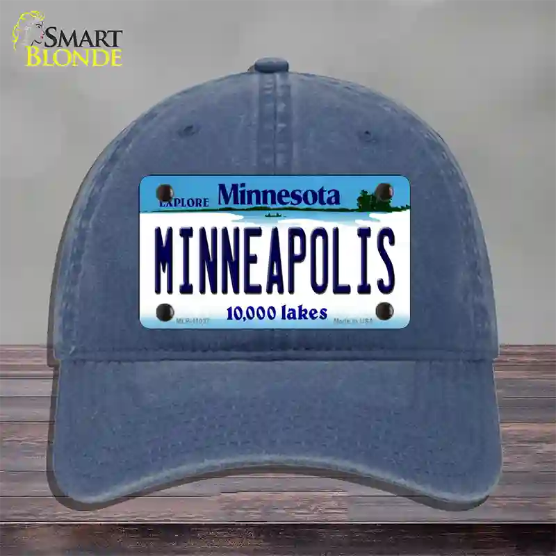 Minneapolis Minnesota State Novelty License Plate Hat Unconstructed Cotton / Navy