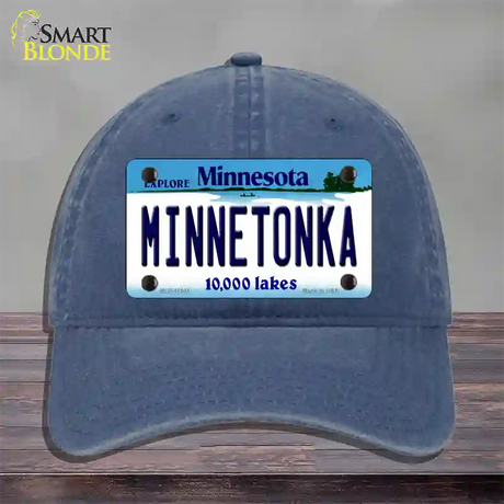 Minnetonka Minnesota State Novelty License Plate Hat Unconstructed Cotton / Navy