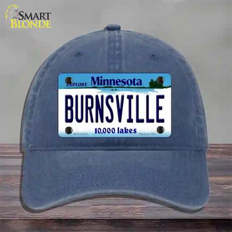 Burnsville Minnesota State Novelty License Plate Hat Unconstructed Cotton / Navy