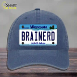 Brainerd Minnesota State Novelty License Plate Hat Unconstructed Cotton / Navy