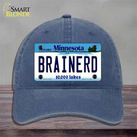 Brainerd Minnesota State Novelty License Plate Hat Unconstructed Cotton / Navy