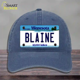 Blaine Minnesota State Novelty License Plate Hat Unconstructed Cotton / Navy