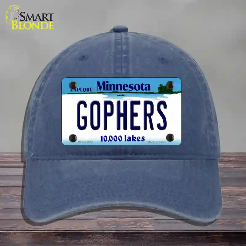 Gophers Minnesota State Novelty License Plate Hat Unconstructed Cotton / Navy