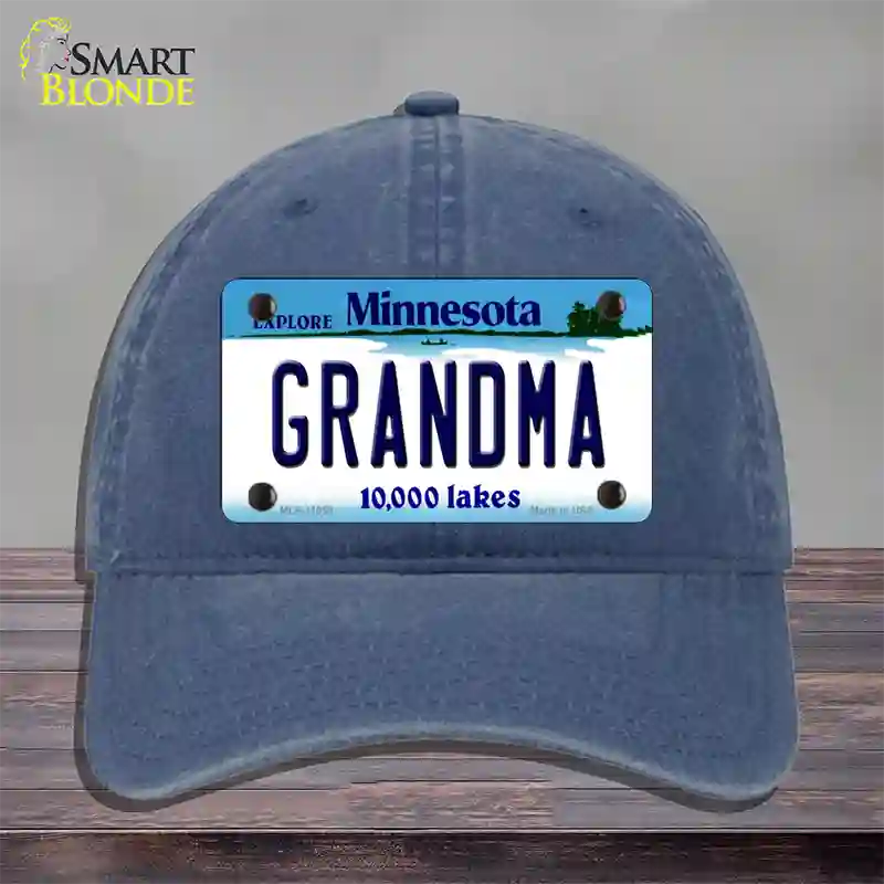 Grandma Minnesota State Novelty License Plate Hat Unconstructed Cotton / Navy