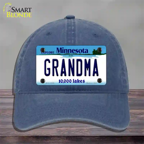 Grandma Minnesota State Novelty License Plate Hat Unconstructed Cotton / Navy