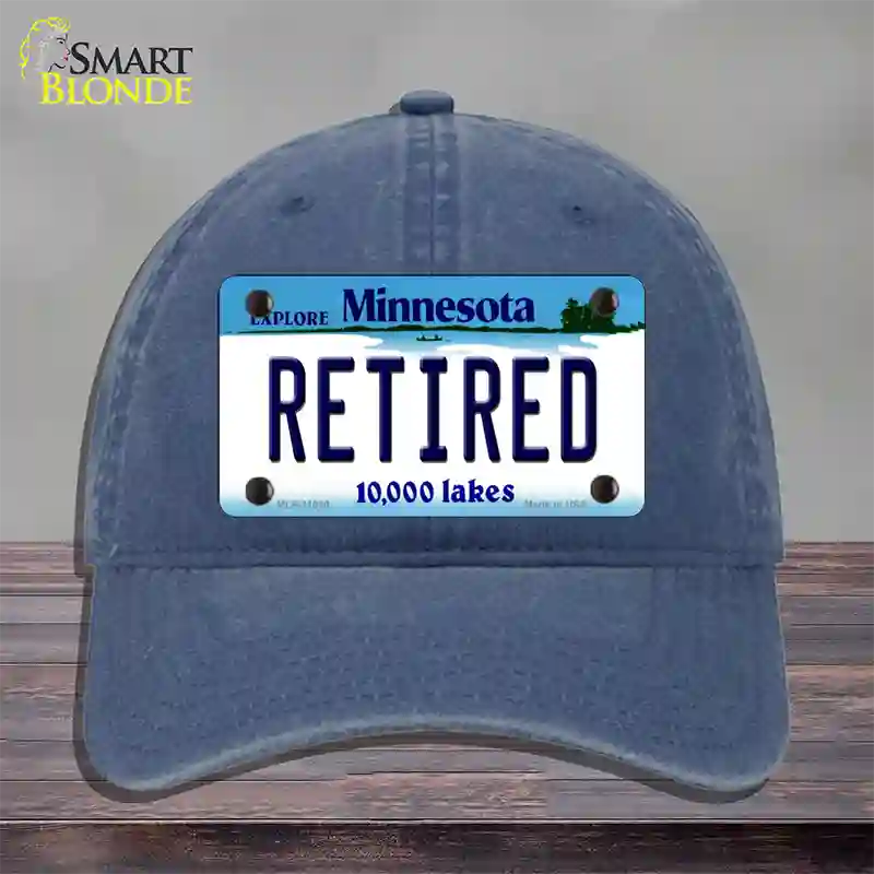 Retired Minnesota State Novelty License Plate Hat Unconstructed Cotton / Navy