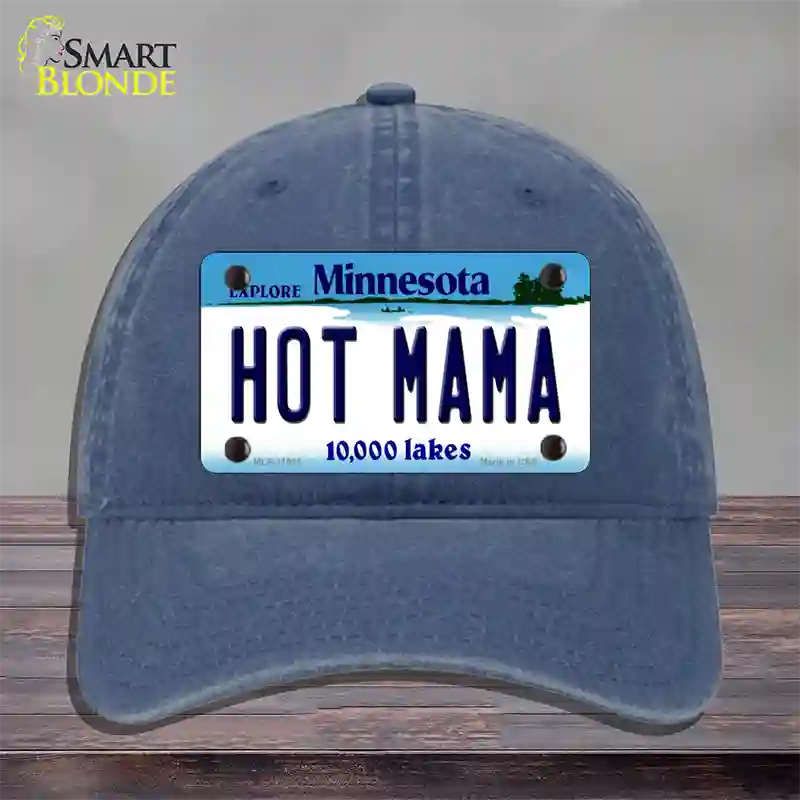 Hot Mama Minnesota State Novelty License Plate Hat Unconstructed Cotton / Navy