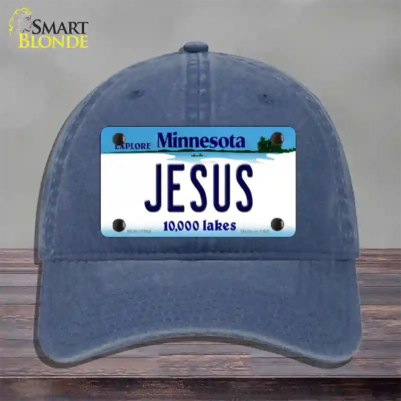 Jesus Minnesota State Novelty License Plate Hat Unconstructed Cotton / Navy