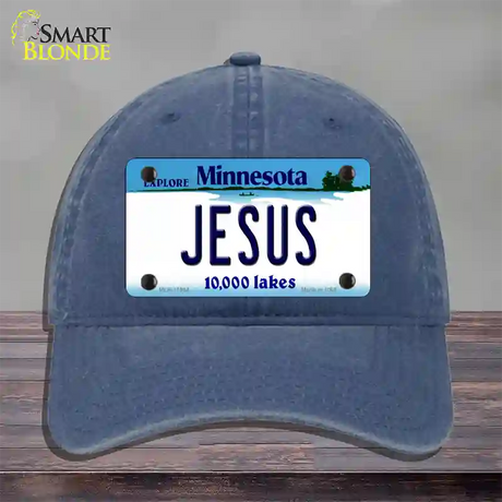 Jesus Minnesota State Novelty License Plate Hat Unconstructed Cotton / Navy