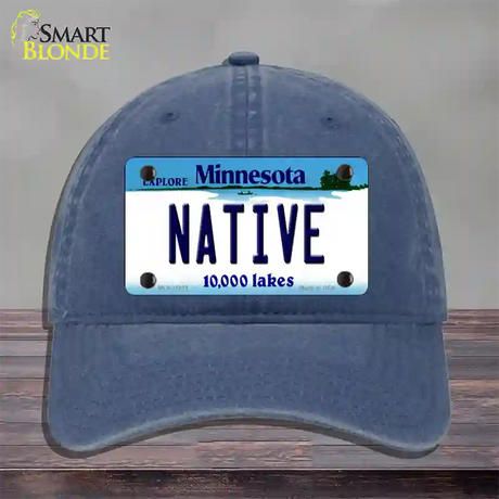 Native Minnesota State Novelty License Plate Hat Unconstructed Cotton / Navy