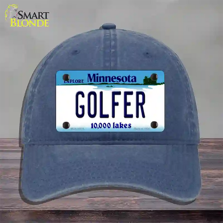 Golfer Minnesota State Novelty License Plate Hat Unconstructed Cotton / Navy