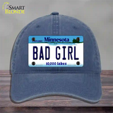 Bad Girl Minnesota State Novelty License Plate Hat Unconstructed Cotton / Navy