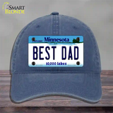 Best Dad Minnesota State Novelty License Plate Hat Unconstructed Cotton / Navy