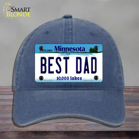 Best Dad Minnesota State Novelty License Plate Hat Unconstructed Cotton / Navy