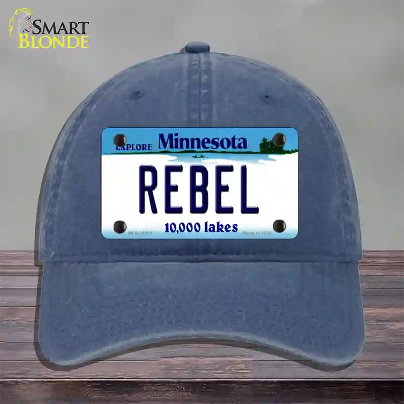 Rebel Minnesota State Novelty License Plate Hat Unconstructed Cotton / Navy