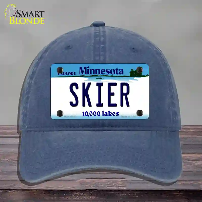 Skier Minnesota State Novelty License Plate Hat Unconstructed Cotton / Navy