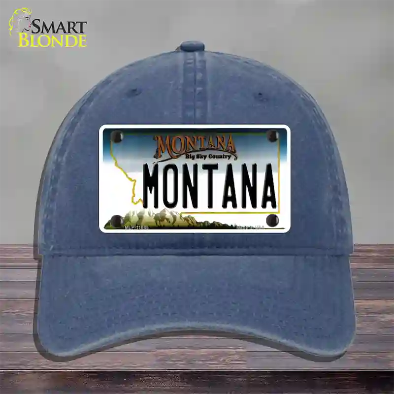 Montana State Novelty License Plate Hat Unconstructed Cotton / Navy