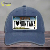 I Love Montana State Novelty License Plate Hat Unconstructed Cotton / Navy