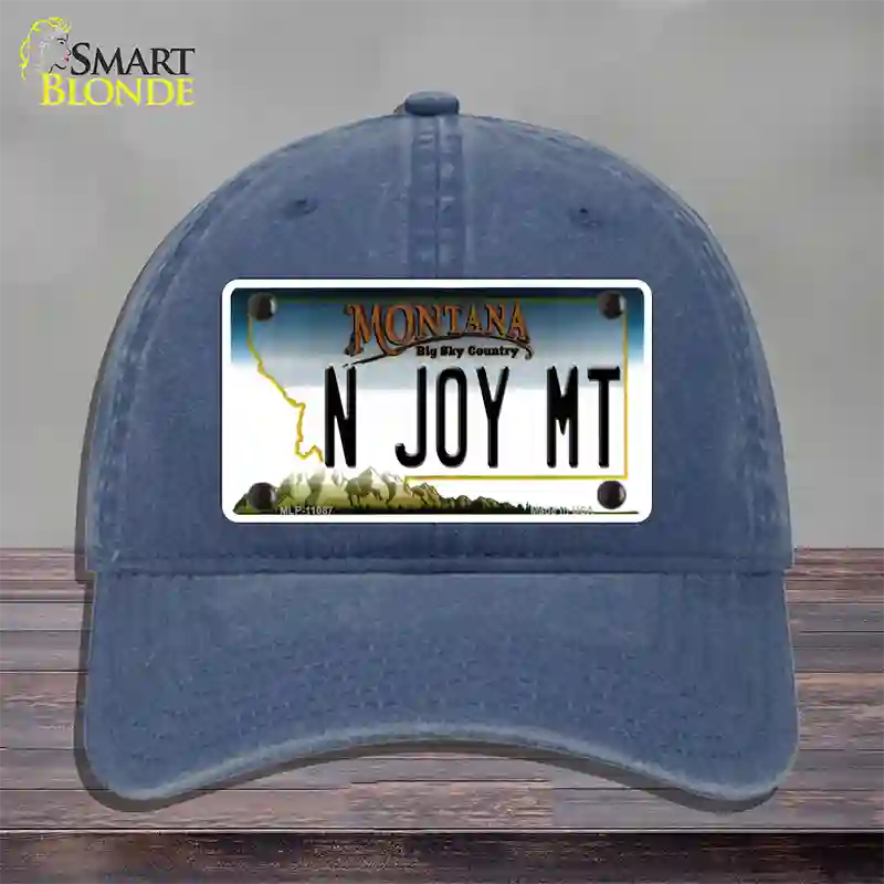 N Joy MT Montana State Novelty License Plate Hat Unconstructed Cotton / Navy