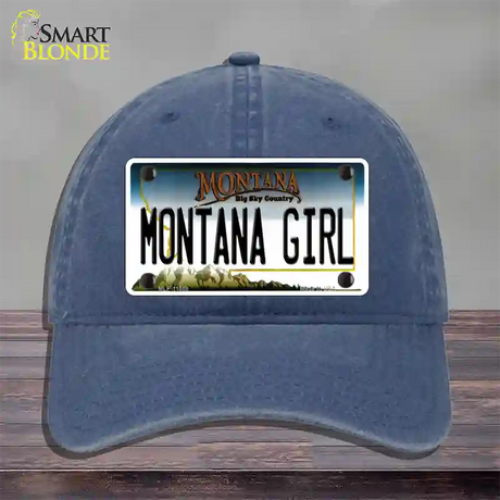 Montana Girl State Novelty License Plate Hat Unconstructed Cotton / Navy