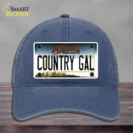 Country Gal Montana State Novelty License Plate Hat Unconstructed Cotton / Navy