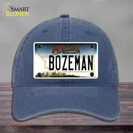 Bozeman Montana State Novelty License Plate Hat Unconstructed Cotton / Navy