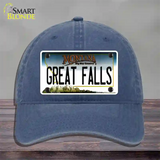 Great Falls Montana State Novelty License Plate Hat Unconstructed Cotton / Navy