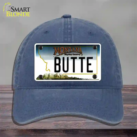 Butte Montana State Novelty License Plate Hat Unconstructed Cotton / Navy