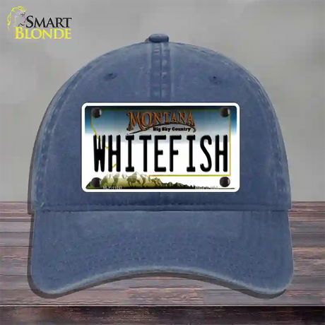 Whitefish Montana State Novelty License Plate Hat Unconstructed Cotton / Navy