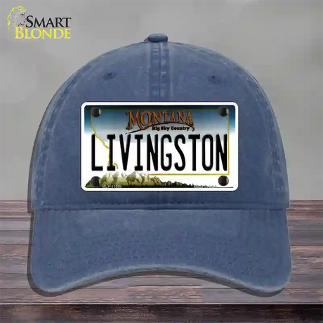 Livingston Montana State Novelty License Plate Hat Unconstructed Cotton / Navy