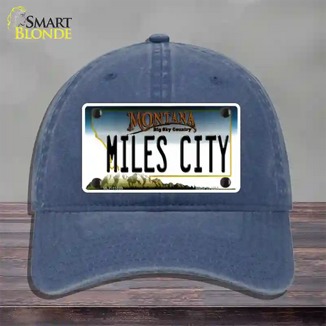 Miles City Montana State Novelty License Plate Hat Unconstructed Cotton / Navy