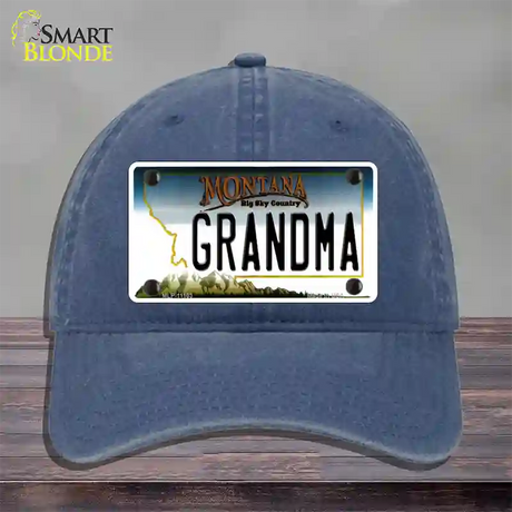 Grandma Montana State Novelty License Plate Hat Unconstructed Cotton / Navy