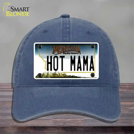 Hot Mama Montana State Novelty License Plate Hat Unconstructed Cotton / Navy