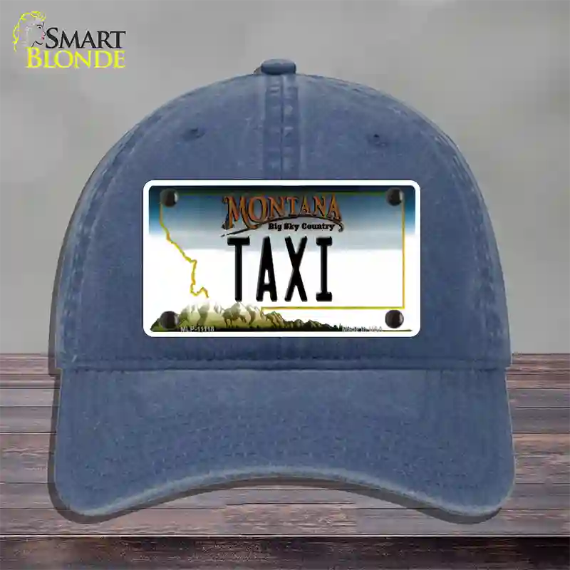 Taxi Montana State Novelty License Plate Hat Unconstructed Cotton / Navy