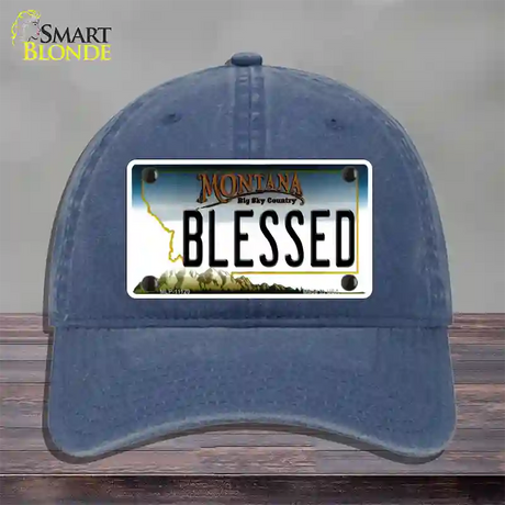 Blessed Montana State Novelty License Plate Hat Unconstructed Cotton / Navy