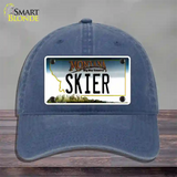 Skier Montana State Novelty License Plate Hat Unconstructed Cotton / Navy