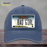 Bad Girl Montana State Novelty License Plate Hat Unconstructed Cotton / Navy