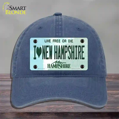 I Love New Hampshire State Novelty License Plate Hat Unconstructed Cotton / Navy