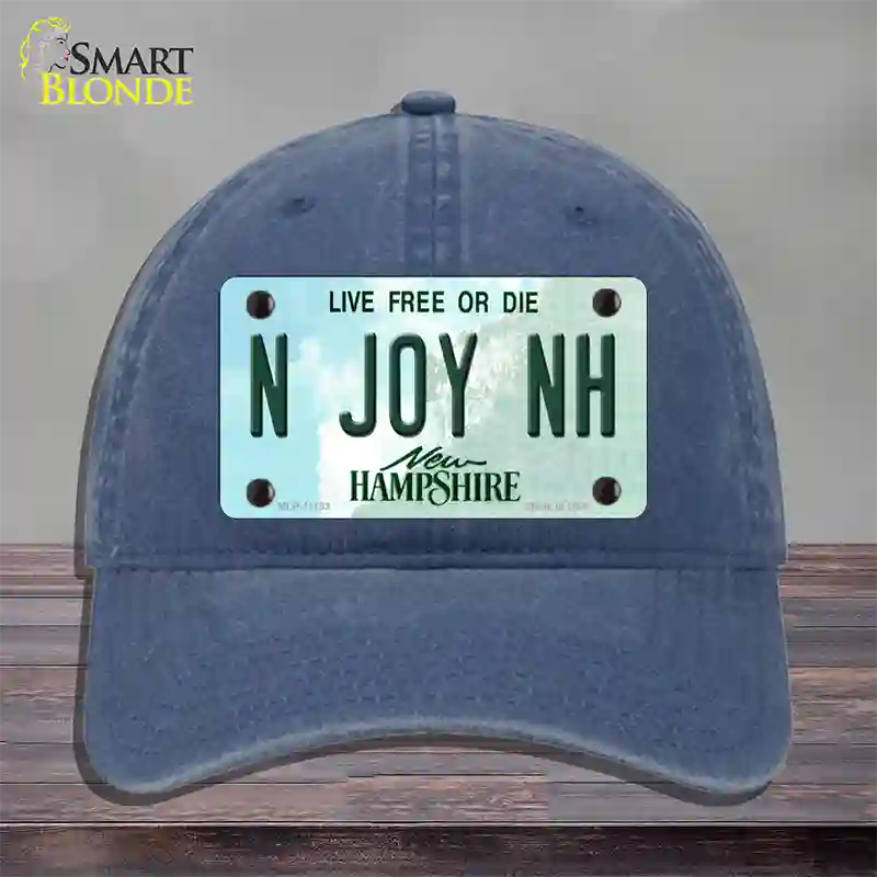 N Joy NH New Hampshire State Novelty License Plate Hat Unconstructed Cotton / Navy