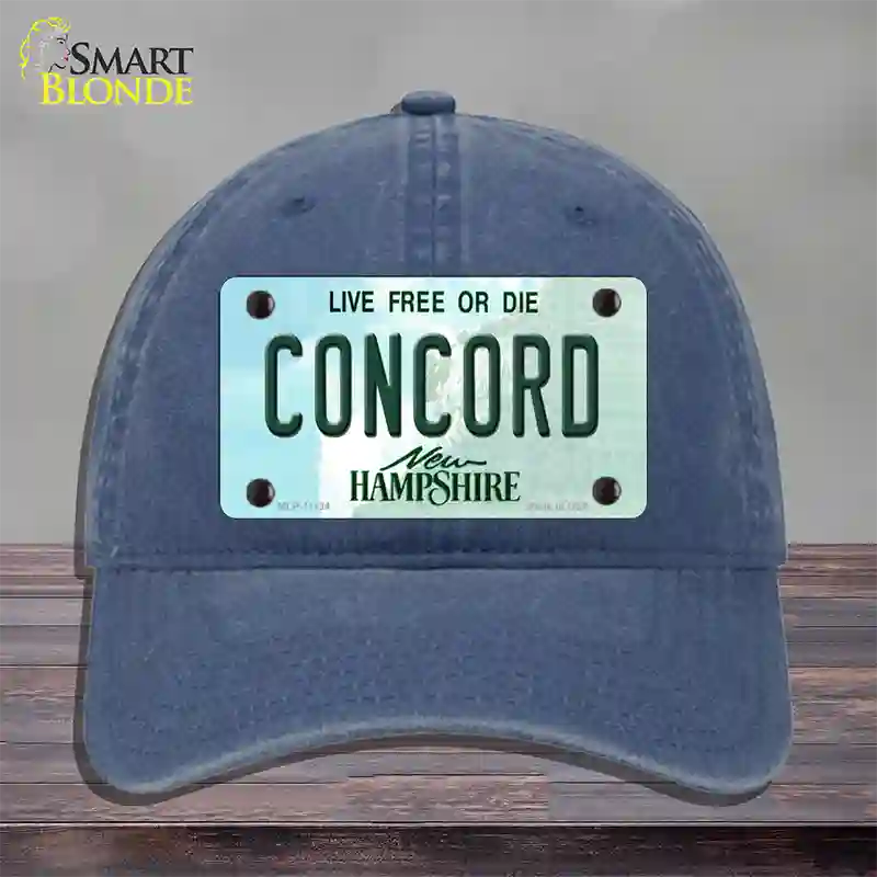 Concord New Hampshire State Novelty License Plate Hat Unconstructed Cotton / Navy