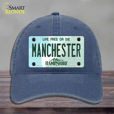 Manchester New Hampshire State Novelty License Plate Hat Unconstructed Cotton / Navy